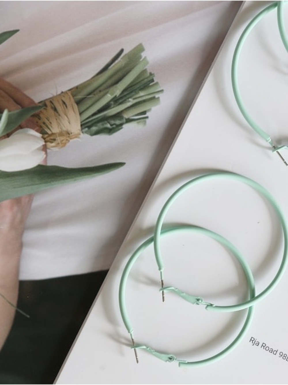 2” mint green matte hoop earrings